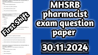 answer key of mhsrb pharmacist exam 2024#mhsrb pharmacist exam question paper 2024#pharmamcq