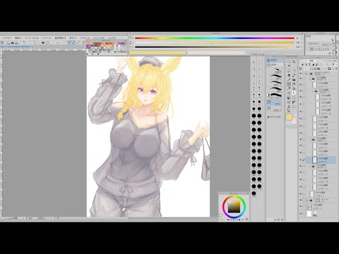 無言で作業垂れ流し【お絵かき/尾丸ポルカ】