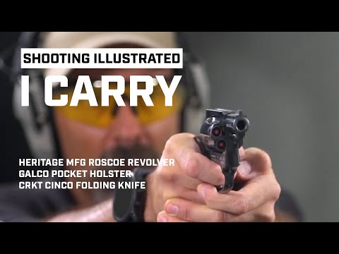 I Carry: Heritage Manufacturing Roscoe .38 Special Revolver in a Galco Holster with a CRKT knife.