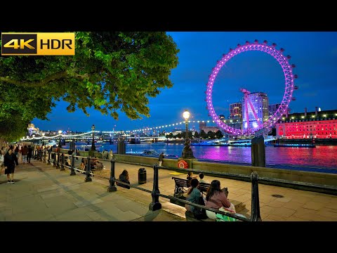 London After Dark 💃🏽 Walking through Sunset Hues and Nightime Views [4K HDR]