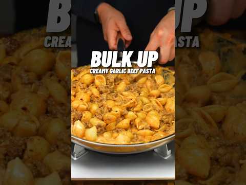 THE BEST Bulking Meal Prep, Creamy Garlic Beef Pasta, OVER 1000 calories with 72g Protein 🔥💪🏽