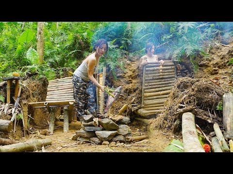 45 Day Solo Bushcraft Suvival In underground shelter in the Forest - Building Warm Survival Shelter