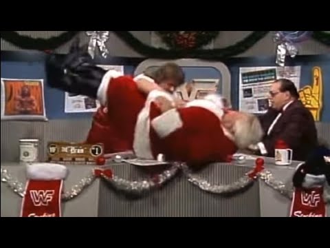 WWF - Rowdy Roddy Piper Attacks Bobby Heenan For Claiming Santa Claus Is Not Real - 12/25/89￼