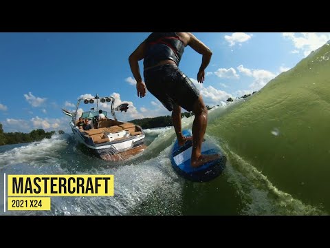 Review of the MasterCraft X24 - Award Winning Excellence - 4300 Pounds of Ballast.  Elite Wakesurf.