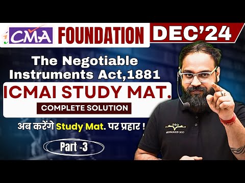 CMA Foundation Dec'24 | Study Mat. Solution | Part -3 | Law | Marathon | By Prof. Nitin Bhardwaj Sir