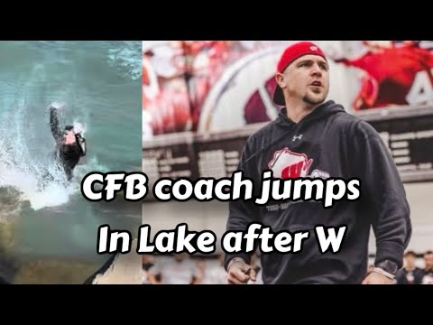 Wisconsin strength Coach Brady Collins takes dip in LAKE MICHIGAN 🥶 after win over Northwestern 🏈