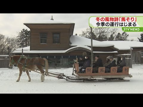 北海道開拓の村で馬そり運行　今シーズンも土日祝日に運行　開拓当時は冬の大切な交通手段