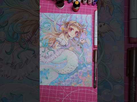 Mermaid Yashiro Nene | TBHK anime fanart Copic marker process #animeart #art #tbhk #copic #hanakokun