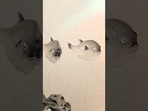 Happy pufferfish painted by Victoria and animated by Henry with KlingAI tool.