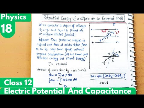 18) Potential Energy of a dipole in an External Field| Electrostatic Potential & Capacitance Physics