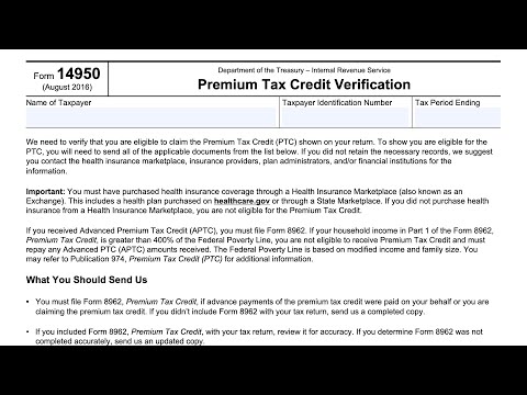 IRS Form 14950 walkthrough (Premium Tax Credit Verification)