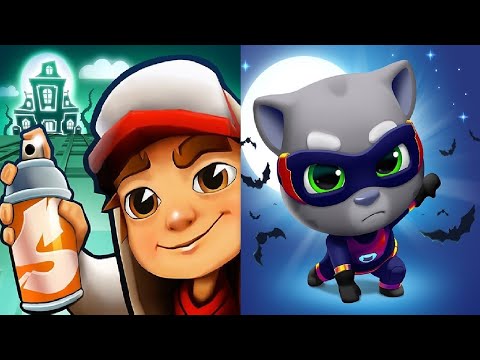 Subway Surfers Haunted Hood VS Talking Tom Hero Dash Halloween 2024  GAMEPLAY  MOONLIGHT ANGELA