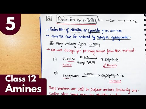 5) Reduction of nitriles| Reduction of amides| Preparation of amines| Amines Class12 Chemistry