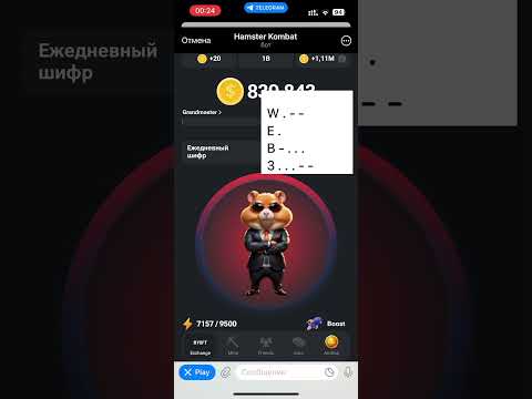 Секретный Шифр Hamster Kombat  9 июня 24г