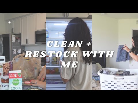 CLEAN WITH ME | Mini restock, laundry, dishes, bathrooms, vacum