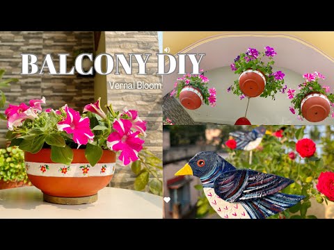 Easy Garden DIY for Balcony| Hand painted Hanging Planters | Amazing DIY from Cardboard