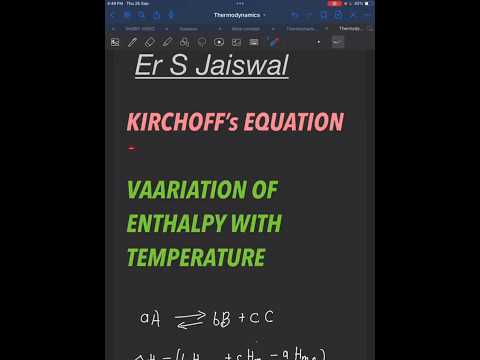 Kirchoff's EQUATION #enthalpy change with temperature #jee #neet #upboard #cbse #shorts #ytshorts