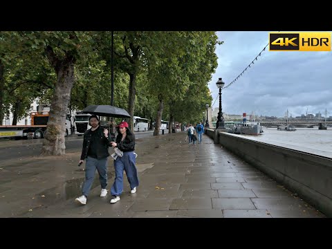 London Rainy Walk-Aug 2024 ☔️A Journey Through Drizzled Streets [4K HDR]