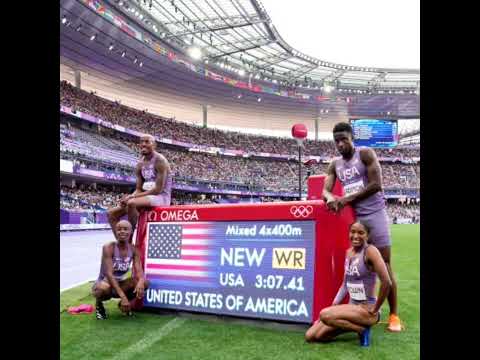 🏅💨 #Olympics Gold/WR  (US Mixed 4x400m Team) #parisolympics #short #shorts #viral #trending #fyp