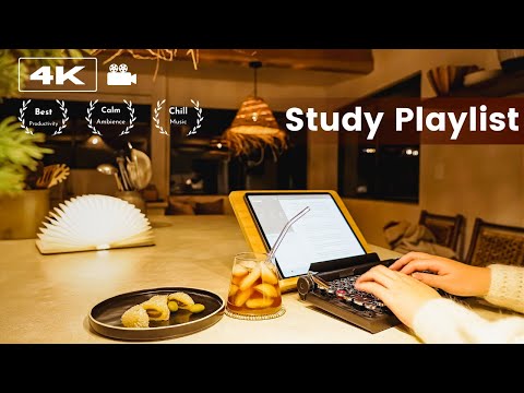 🍹 3-HOUR STUDY MUSIC PLAYLIST/ Relaxing Lofi / Cozy Evening Deep Focus Pomodoro Timer/ Study With Me