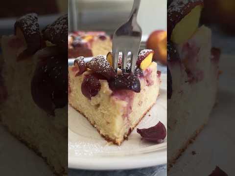 Cherry and Peach Yogurt Cake. #recipe