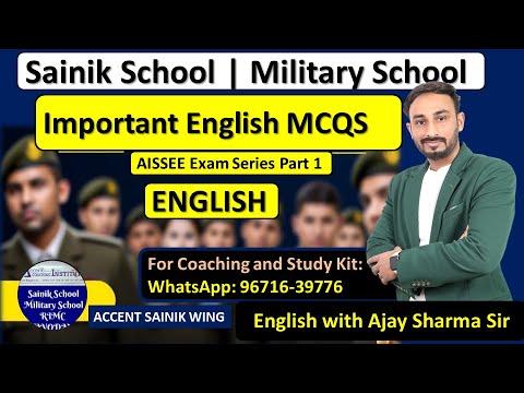 Sainik School English Part 1 | Sainik School Coaching | AISSEE Class | Best English Teacher YouTube