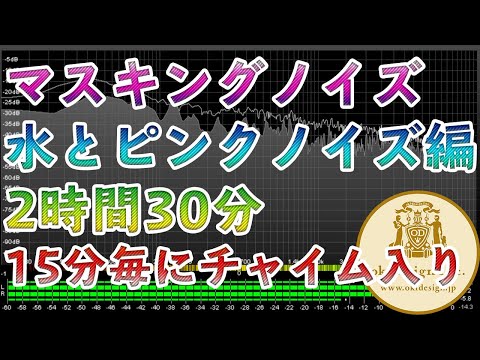 【音響心理学】瞑想、マスキングノイズ、水とピンクノイズ編。2時間30分。15分毎にチャイムあり。