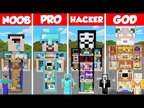 Underground Statue Build Battle Challenge - Noob vs Pro vs Hacker vs God - Minecraft Animation