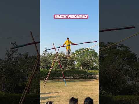 Walking on a rope | Awesome circus trick | Balancing at a high rope #shorts #rajasthan