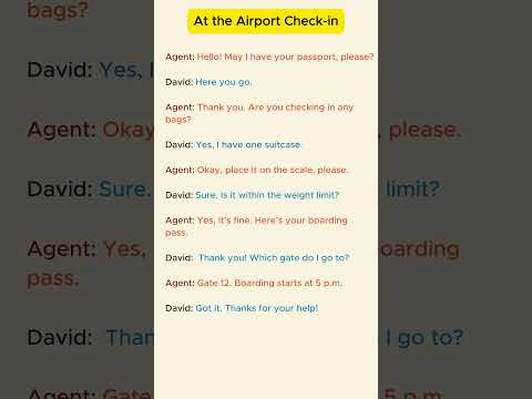 Traveling conversation in english - At the Airport Check-in. #Shorts