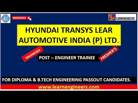 Hyundai Transys Lear Automotive India (P) Ltd. Engineer Trainee Vacancies for Diploma and B.tech.