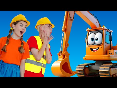 "Construction Machines" Kids Song - Excavator, Bulldozer, Crane, Roller