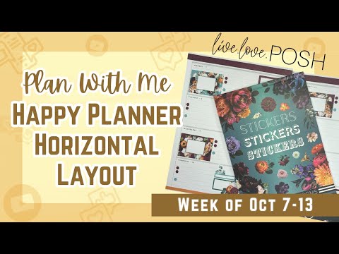 Plan With Me: Horizontal Layout | New Live Love Posh Moody Blooms Sticker Book | Happy Planner