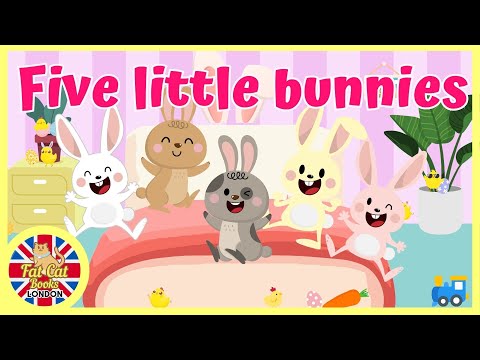 Five little bunnies jumping on the bed-hop bunny nursery rhyme-number and counting song-kids song