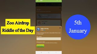 Zoo Riddle Of The Day | Zoo Airdrop Riddle Of The Day 5 January | Riddle Of The Day Zoo