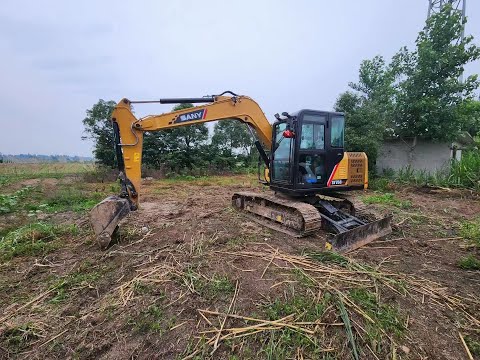 MINI EXCAVATOR SANY SY75 working BASE ROAD & FONDATION PILECAP