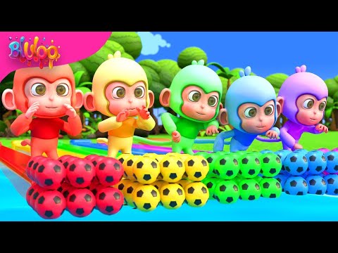 Five Little Monkeys Song | Colorful Monkeys | BluLoo Nursery Rhymes & Kids Songs