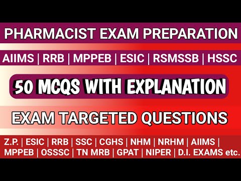 Pharmacist exam questions | AIIMS | OPSC |TNMRB | RRB | MPPEB | OSSSC | RSMSSB | HSSC | Z.P|ESIC etc