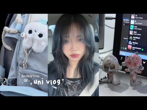 𖦹°‧★ uni vlog + draw with me🐰!! animation ✦ what’s in my bag, concert, skullpanda, projects, ootd…