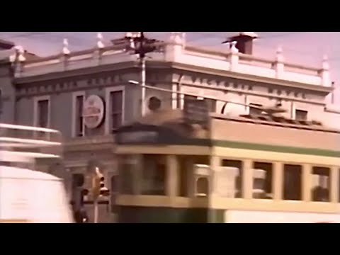 Vintage 1960s footage outside the Victoria Market.