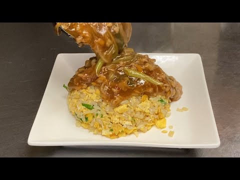 Grilled egg and green onion rice with sweet and spicy pork minced sauce [easy recipe]