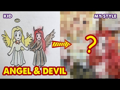 How To Draw Angel and Devil | Huta Chan Studio