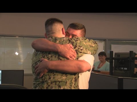 Son surprises dad after 2.5 years away in the Navy