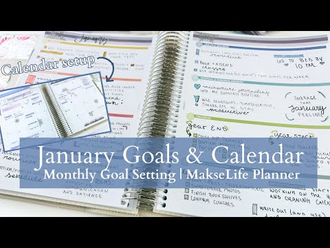 January GOALS + Calendar Setup | MakseLife Planner Monthly Goal Setting