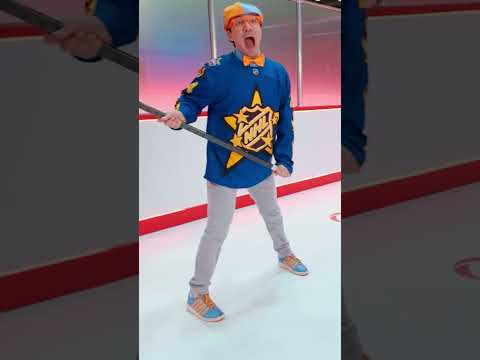 Blippi Hits The FASTEST Hockey Puck Shot 🏒 #blippi #hockey #sport #shorts