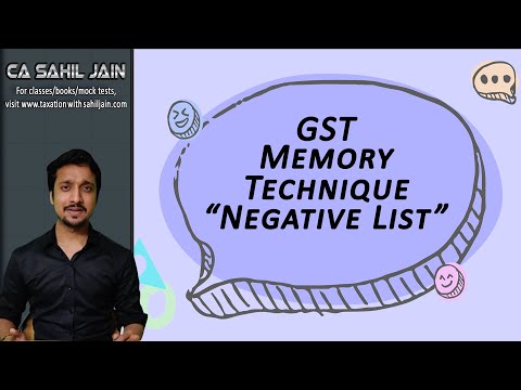 Memory Technique | GST Negative List | Schedule III of CGST Act