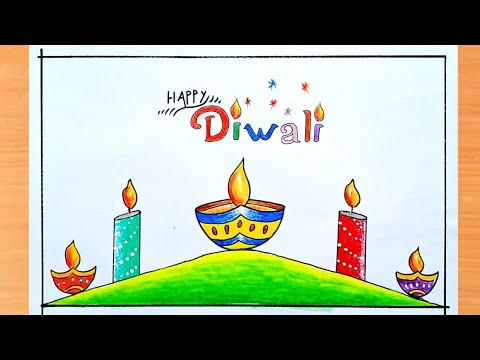 Diya and Candel Drawing / Diwali festival drawing / Happy Diwali drawing / Easy Diwali Drawing