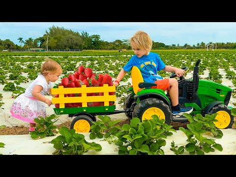 Chris and Alice learn to harvest berries at the farm