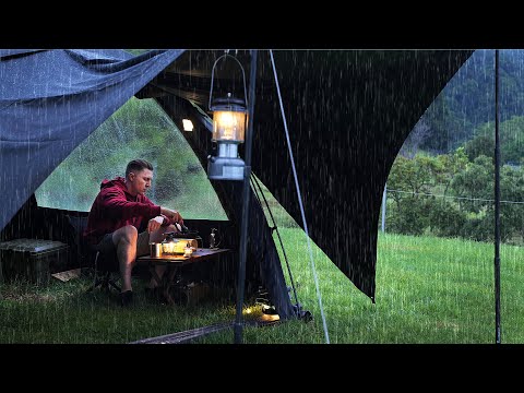 SOLO Camping in the RAIN [ RELAX, STUDY, SLEEP  | ASMR ]