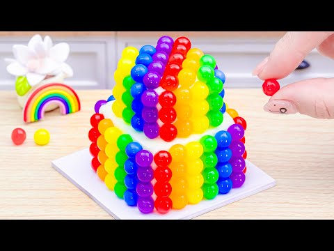 💗Rainbow Jelly Cake 💗 How To Make Miniature Rainbow Cake Decorating Ideas by Lotus Cakes